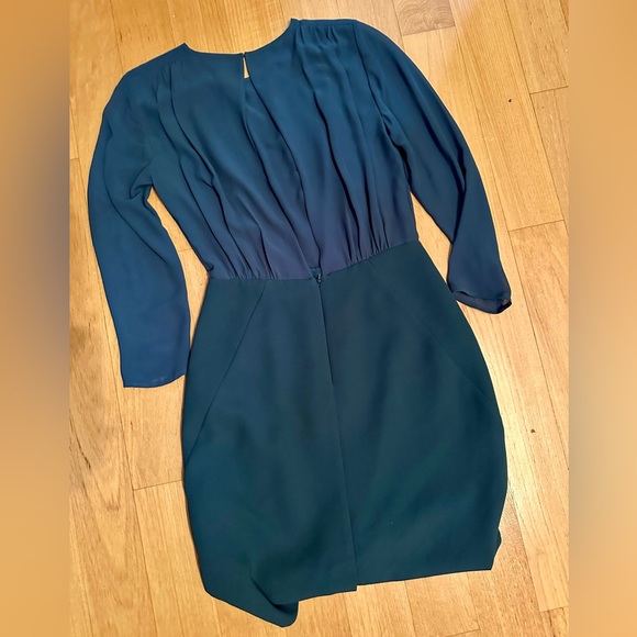 REISS Emerald Green Lorna Evening Dress Pleated Sheath Women's Size 4 - Picture 2 of 4